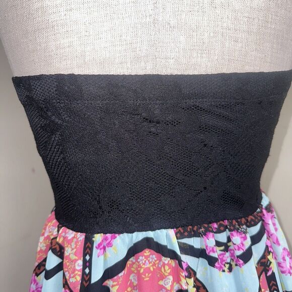 Xhilaration Bandeau Halter Maxi Dress Long Geometric Design Multicolor Sz XS EUC - Picture 8 of 12